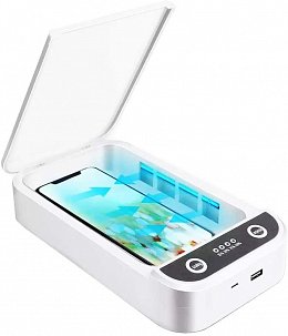 Portable UV-C sterilizer box for facemasks and respirators